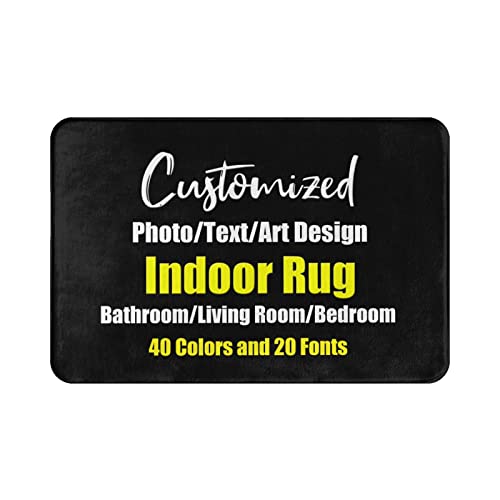 sophiehome Custom Photo Doormat Indoor, Personalzied Text Area Rug Funny, Customized Bath Rugs with Text Photo Logo, Non-Slip Washable Floor Bath Mat for Home Decorative Black 23.6 x 15.7 inch