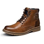 Bruno Marc Men's Work & Motorcycle Boots, Classic Riding Hiking Walking Short Ankle Lace Up Shoes for Boy,Size 8,Brown,SBBO2215M-E