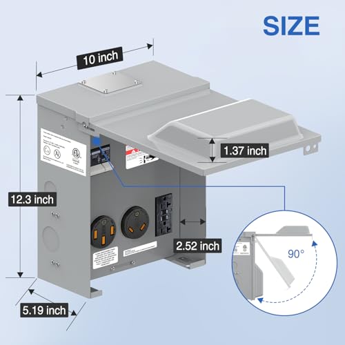 Image of Nilight 20 30 50 Amp RV Power Outlet Box with Breaker 125 /250V ETL Listed | NEMA 14-50R TT-30R GFCI Temporary Receptacle Panel Heavy Duty Enclosed Lockable Waterproof for EV Camper Van Travel Trailer