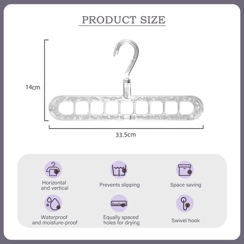 Cooltto 5 Stück Platzsparende Kleiderbügel 9 in 1 Magic Swivel Hanger 360°Drehbar Kleiderbügel rutschfeste aus PET Reisebügel Multi Bügel Organizer für Kleiderschränke Closet Garderobe