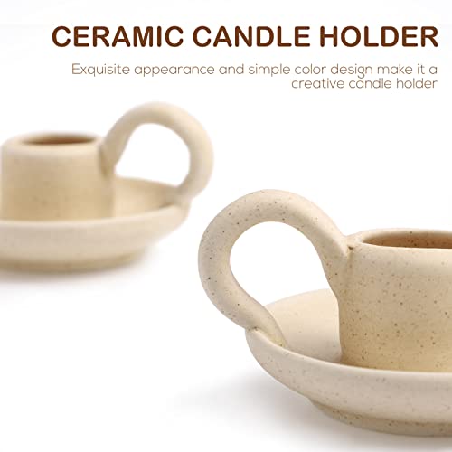 Cabilock 2Pcs Ceramic Candlestick Holder Nordic Style Taper Candle Stand Candle Burning Display Holder Desktop Ornament For Home Wedding Party #TOP7