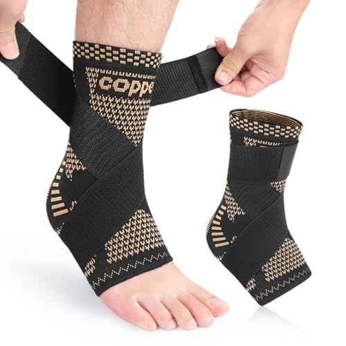 DAVIDAMY'S GIFT Unisex Bronze-colored Ankle Sleeve Support, Suitable For Ankle Protection, Running, Workout, Fitness, Weightlifting, Badminton, Basketball etc.-1 Pair (Medium)