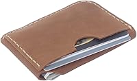 Vista 6 de Leather Card Holder Wallet, Compact Design with Slots for Cards and Cash (light brown)