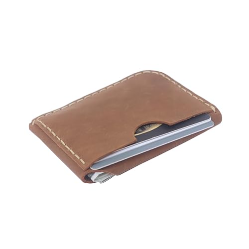 Miniatura 6 de New Upgraded Version Handmade Minimalist Card Case Simple Thin Wallet with Card Slot Card Holder (light brown)