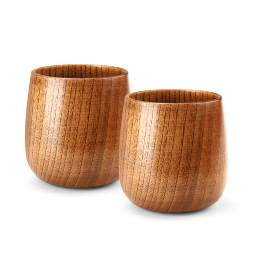 Fatiya Lot de 2 verres à whisky en bois de 140 ml, verres à bourbon, verres à whisky à l'ancienne mode pour cadeaux de retraite, fête des pères, anniversaire
