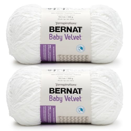 Bernat Baby Velvet BB Snowy White Yarn - 2 Pack of 300g/10.5 oz - 100% Polyester - #4 Worsted (Medium) - 492 Yards - Knitting/Crochet