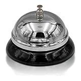 La campana del hotel está cromada y tiene un sonido muy agradable, fuerte y brillante, como es de esperar