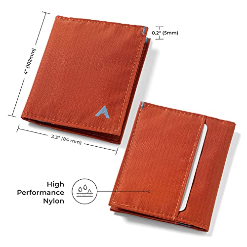 Image of Allett Hybrid Card Wallet, Potters Clay | Nylon, RFID Blocking, Vertical Layout | Minimalist, Bifold, Card Holder, Water Resistant, Thin, Front Pocket | Holds 3-10+ Cards, Cash