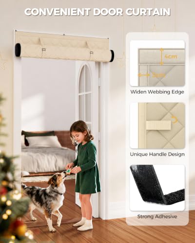 Image of augblinds Thermal Insulated Door Curtain, One-Piece, Fits 36 x 80 in, Beige
