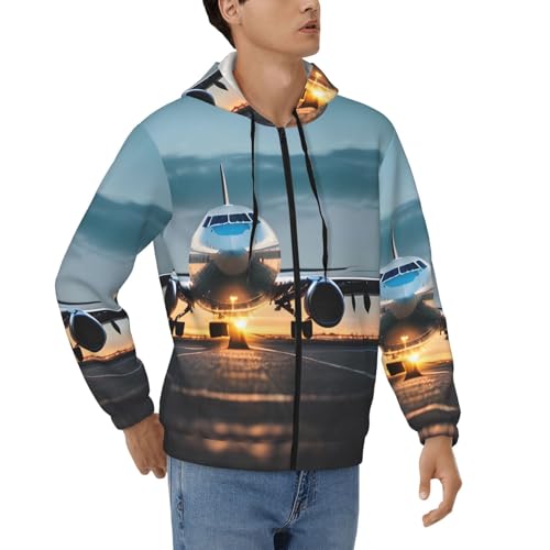 Sweat à capuche zippé pour homme avec motif avion | Un style aéronautique unique au quotidien