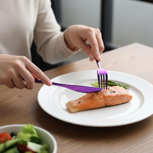 Image of Slim Handle Pink 10 Pcs Stainless Steel Cutlery Set for Dining Table, Dishwasher Safe Glossy Flatware (2 Spoon Set+2 Forks Set+2 Butter Knife+2 Dessert Spoon+ 2 Fruit Fork)