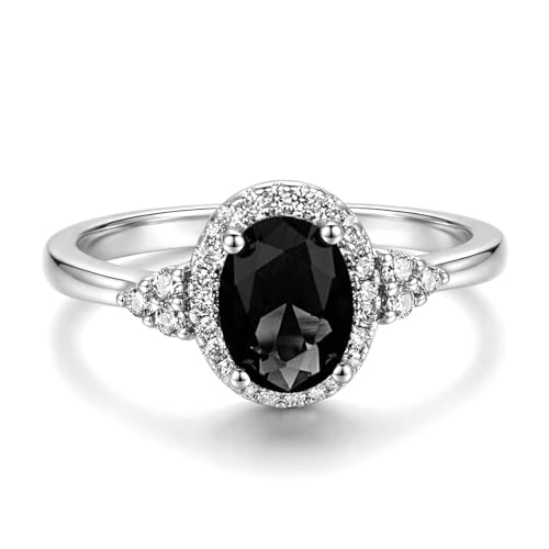 Black Obsidian Ring for Women Chunky Silver Black Rings Statement Ring Jewelry Accessories Anniversary Birthday Gifts for Women