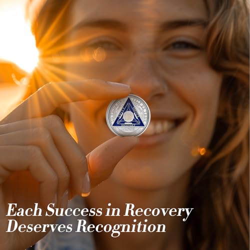 Image of Triplate Recovery 18 Month AA Coins - Silver Roman Numeral AA Chips and Medallions - 1-65 Prime Alcoholics Anonymous Sobriety Coin - 18 Months Clean Na Ha Token Gifts for Men Women