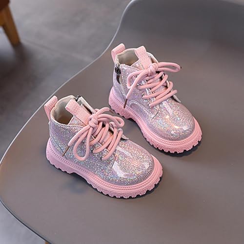 Kids Glitter Boots Girls Boys Combat Booties Sparkly Lace Up Boots Fashion Winter Ankle Shoes4