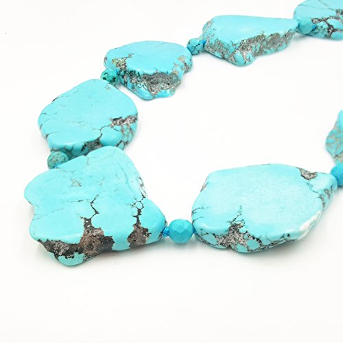 none Lii Ji 19" Big Irregular Shape Blue Simulated Turquoise Howlite Statement Necklace3