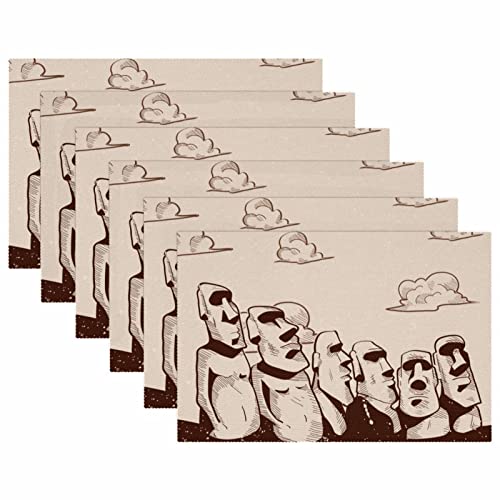 Set de table Moai de l'île de Pâques design géométrique et isolant - 6