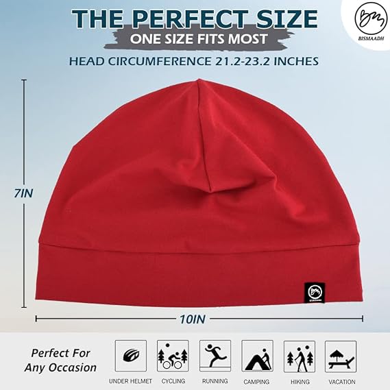 Image of Cooling Cotton Skull Caps for Men Women, Lightweight Beanie Sleep Hats Breathable Helmet Liner