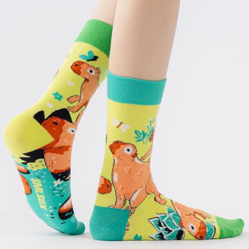 Image of 2 Pairs Cartoon Animal Crew Socks Fun Cotton Mid Calf Socks for Women