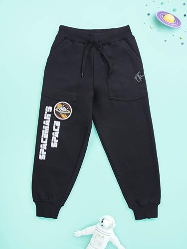 Image of KiddoPanti Boys Solid Fleece Track Pants | Cotton Poly Fleece Fabric | Ankle Length Bottom Rib | 2 Front Patch Pocket | Elastic Waist & Drawcord | Jogger Track Pants for Boys