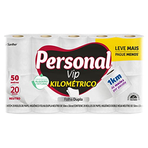 Personal Papel Higiênico Kilométrico Folha Dupla, Com 20 Rolos 50...