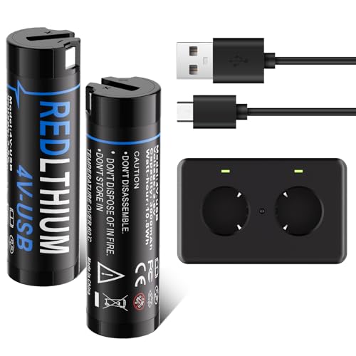 M2CSMK Replacement for MK Red Lithium USB 3.0 Battery 2 Pack 4V USB Battery and Charger Kit 3000mAh Lithium-Ion Rechargeable Compatible with 2114-21 2163-21 2112-21 2128-21