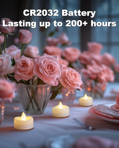Image of 5plots Flameless Candles, 12Pcs Tea Lights Candles Battery Operated, Flameless Tealight Candles Flickering, Electric Tea Light Votive Candles - White - 1.5 inch x 1.25 inch