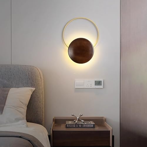 Aplique de pared madera moderno con instalación de cable interior para pasillos 6