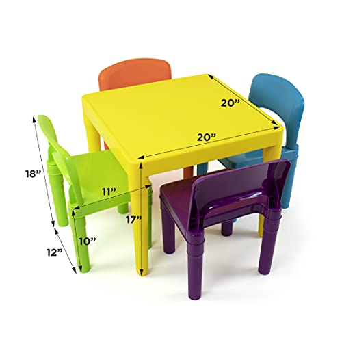 Humble Crew Kids Plastic 4 Set, Yellow Table/Vibrant Chairs #TOP3