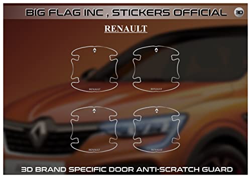 Image of BFRC 3D Gel Finish Car Door Transparent Handle Cup Scratch Guard Sticker Universal for Specific Brand (Pack of 4) (MRDRVAR) (Renault)