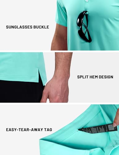 Image of MIER Polo Shirts for Men Short Sleeve Dry Fit Performance Golf Tennis Active Collared Shirts, UPF 50+ Sun Protection