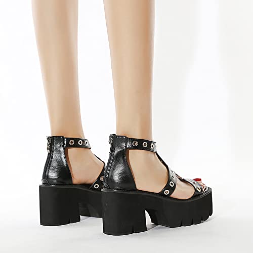 Women's High Heel Plaform Dress Pump Shoes Chunky Block High Heels for Women Strappy Open Toe Shoes Heels for Women4