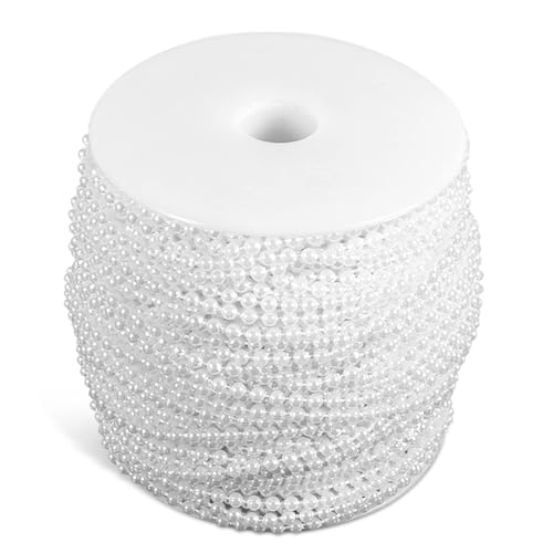 Perles de Lustre en Cristal,Artificielles Perles Chaîne,guirlande perle noel,Guirlandes de Perless de 50m,perless blanche a suspendre pour Décoration de...