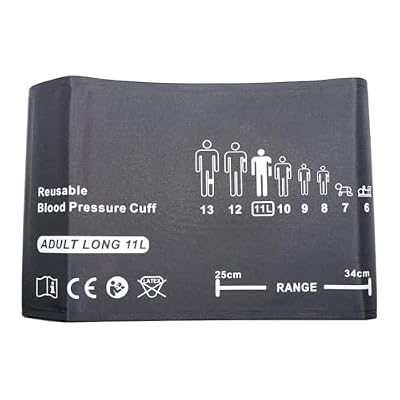 Reusable Arm Cuff (No Bladder) for BP Monitor, Nylon + TPU Material, Multiple Sizes (15–43cm), Round Air Connector, Replacement Cuff (Adult Long #11L – Dark Blue)