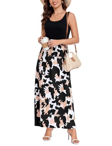 Image of Lacavocor Womens Summer Maxi Dress Tank Top Sleeveless Long Dresses