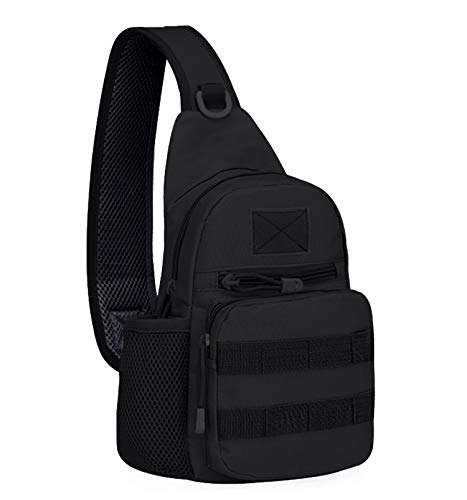 Leichter Tactical Assault Small One Strap-Sling MOLLE-Rucksack Militärischer Sportrucksack (Black)