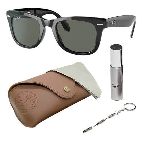 Image of Ray-Ban RB4105 WAYFARER FOLDING CLASSIC Square Shape Sunglasses for Men with Official Eyewear Kit