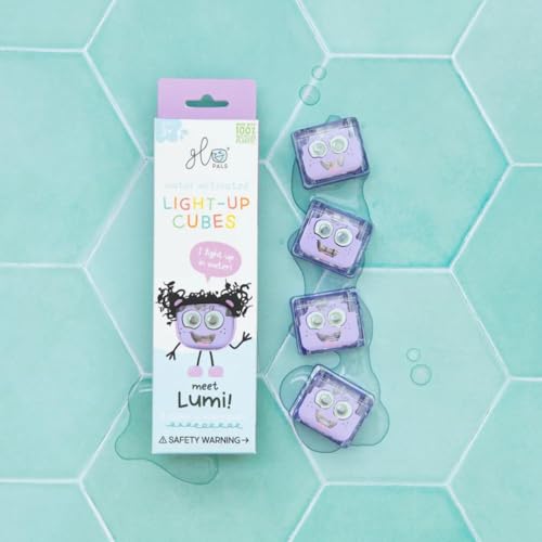 Glo Pals 4 leuchtende Würfel für EIN einzigartiges sensorisches Erlebnis und Magische Lichtshow für EIN unvergessliches Badeerlebnis (Lumi Violet)