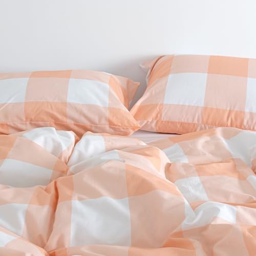 Funda nórdica 240x220 Gingham melocotón soluciona problemas de tamaño 4