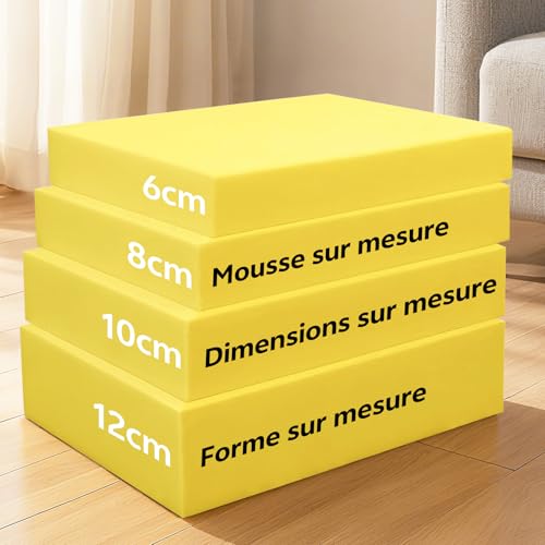 Parkaura Mousse à découper sur mesure, coussins de rechange pour siège de canapé, mousse...