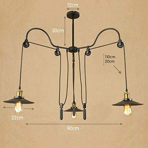 Lustre en fer rétro LOFT réglable avec douille E27 pour l'éclairage de projet d'hôtel