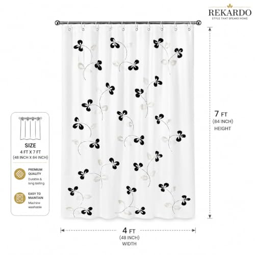 Image of Feelings PVC Waterproof Shower Curtain 54x84 Inch Pattern E with Hooks