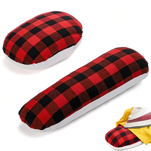 YANGYIXIN Quilting Notions 2-Piece Sewing Set Includes Tailors ham Sleeve Ironing Board & Protective Pressing Cloth for Ironing. Shape Darts Collars Seams. Red Plaid.