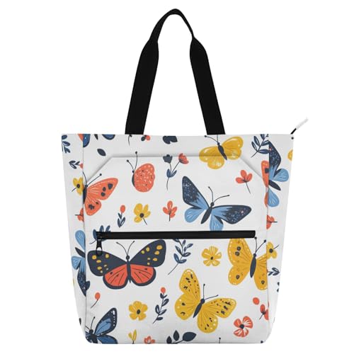 Bolsa de hombro de mariposas coloridas para viajes y universidad