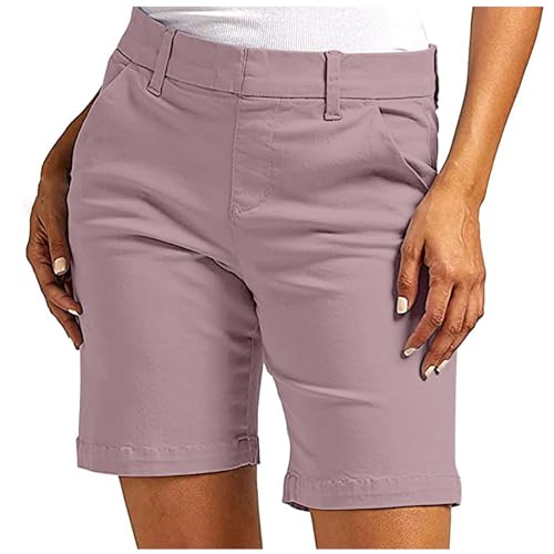 Ausyst Women's Hiking Cargo Shorts Quick Dry Lightweight Summer Shorts with Pockets Workout Short for Travel Golf Camping, Pink#02, Medium