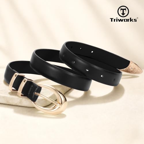 Image of TRIWORKS Women Belt for Jeans Pants Fashion Ladies Faux Leather belt