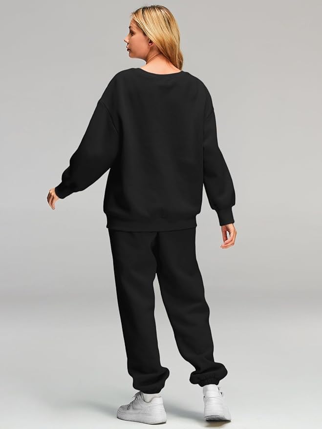 Image of Q - RIOUS Women Oversize Sweatshirt & Joggers Track Suit Co-ord Set, Black,Brown,Grey,(S-XL)