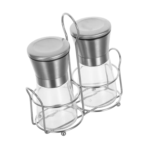 UKCOCO Moulin à Poivre Manuel Acier Inoxydable Mouture Set de Broyeurs pour Sel Poivre et Épices Support Compact pour Cuisine et Repas à Domicile