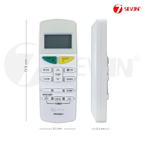 Image of 7SEVEN Compatible With Daikin AC Remote Control ARC484A1 Model 132C Suitable for ‎FTLKL71TV 1 1.5 2 Ton Split and Window Air Conditioner - Match Each Keys Exactly to Replicate Genuine Remote Function