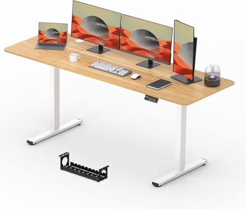 SANODESK QS+ 180 x 80 cm Escritorio Elevable Eléctrico con Tablero Escritorio Regulable en Altura Eléctrico Telescópico Bidireccional con Control de Memoria y Tecnología Anticolisión (Arce)