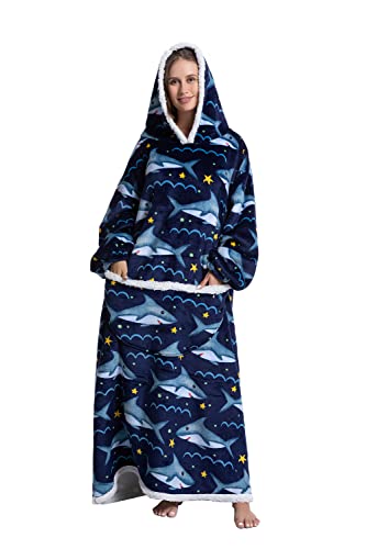 Xinlong Pulloverdecke Sweatshirt Übergroße Warm Lang Unisex mit Kapuze Taschen Wearable Blanket Hoodie Decke Damen Deckenpullover Herren Cover